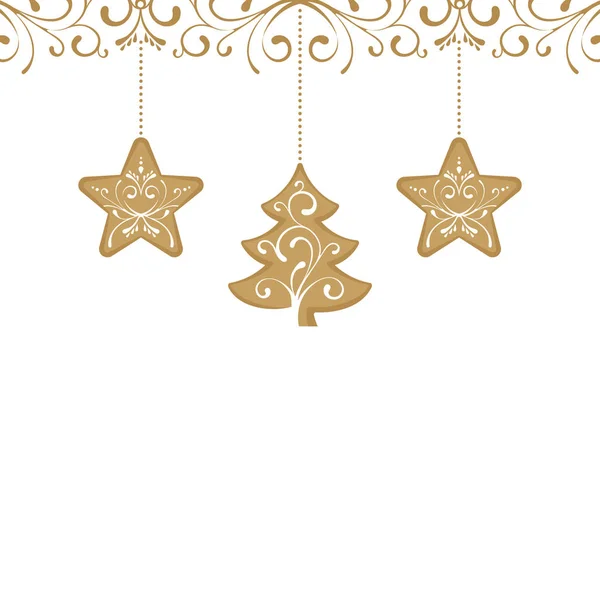 Golden Weihnachten Dekoration Karte Element Hintergrund — Stockvektor