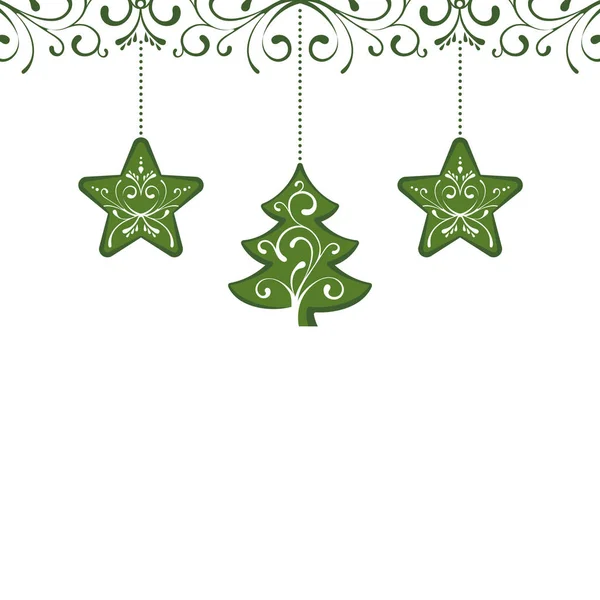 Grön jul dekoration dekoration kort element bakgrund — Stock vektor