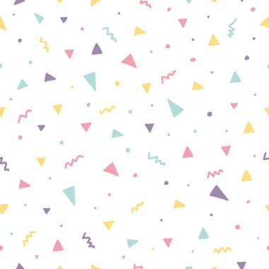 Üçgen konfeti ile Memphis Dikişsiz desen tasarım