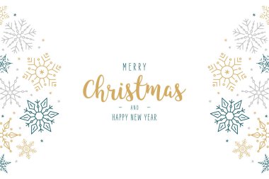 Noel kar tanesi elementleri, izole edilmiş beyaz arka planda dekorasyon tebrik kartı süslüyor