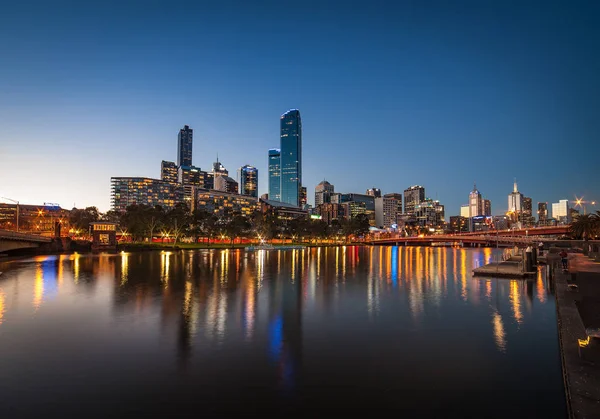 Paisagem Rio Melbourne Noite — Fotografia de Stock