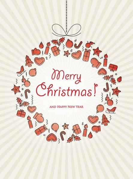 Frohe Weihnachten Und Weihnachtsgrußkarte — Stockvektor