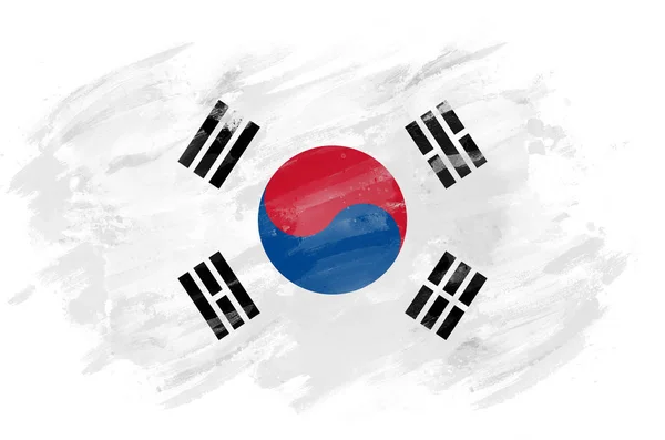 Bandera Corea Pintada Con Pincel — Foto de Stock