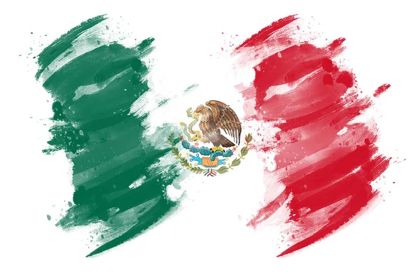 Bandera Mexicana Pintada Con Pincel —  Fotos de Stock