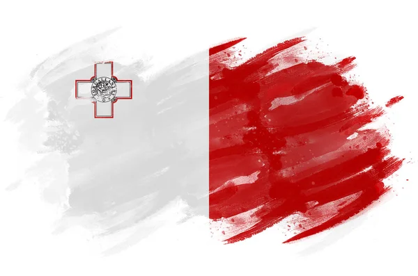 Maltese Flag Painted Brush — ストック写真