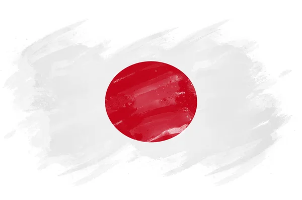Ιαπωνική Σημαία Βαμμένη Πινέλο — Φωτογραφία Αρχείου