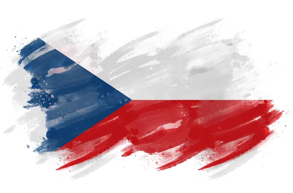 Czechia Flag Painted Brush — ストック写真