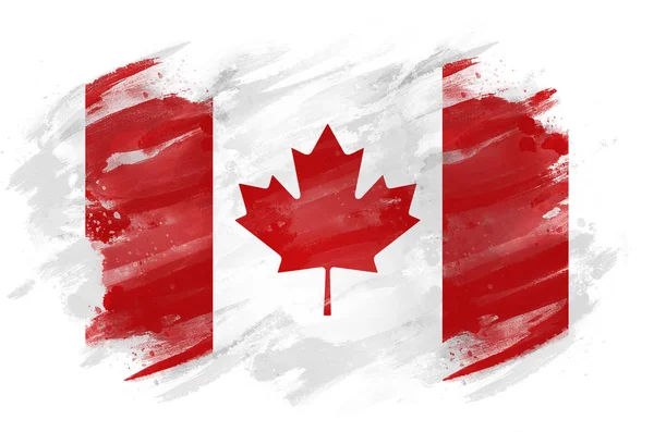 Flaga Kanadyjska Malowana Pędzlem — Zdjęcie stockowe