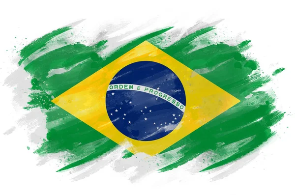 Brasilianische Flagge Mit Pinsel Bemalt — Stockfoto