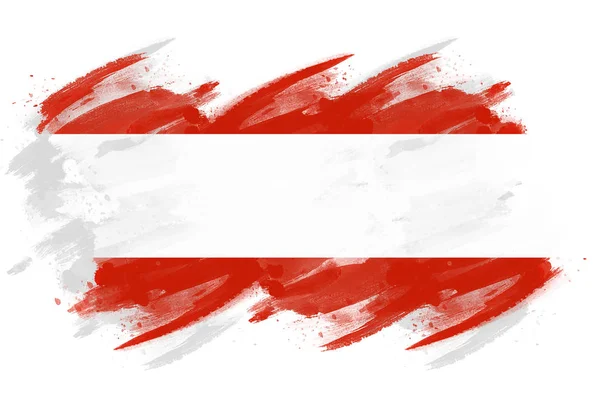 Bandeira Áustria Pintada Com Pincel — Fotografia de Stock