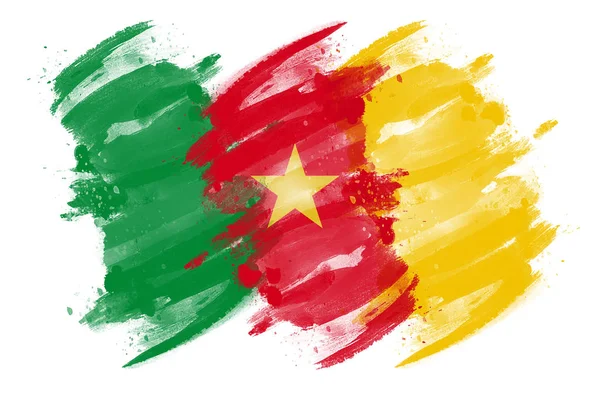 Camerun Bandiera Dipinta Con Pennello — Foto Stock