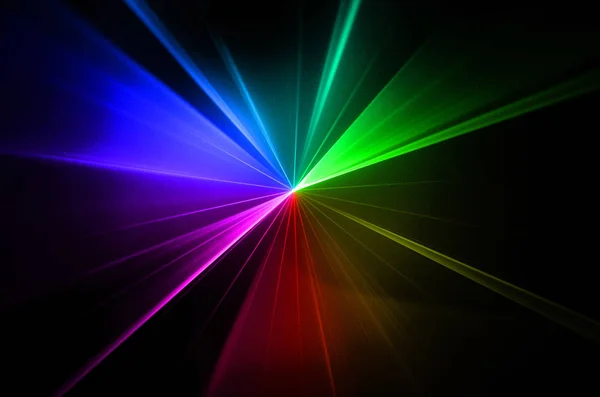 Luzes Laser Multi Cor Arco Íris Feixes Atirar Uma Sala — Fotografia de Stock