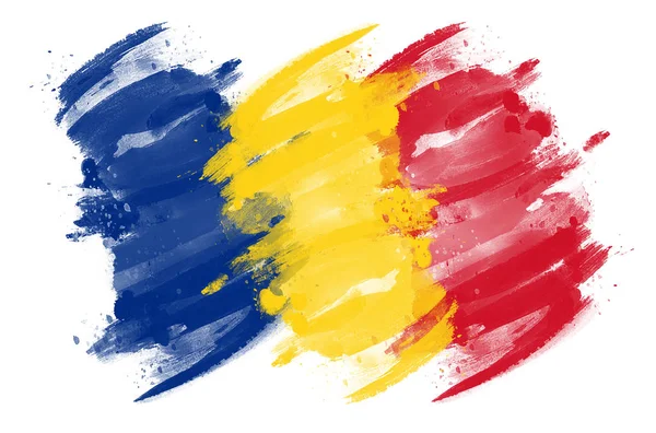 Romanian Flag Painted Brush — Stock Photo, Image