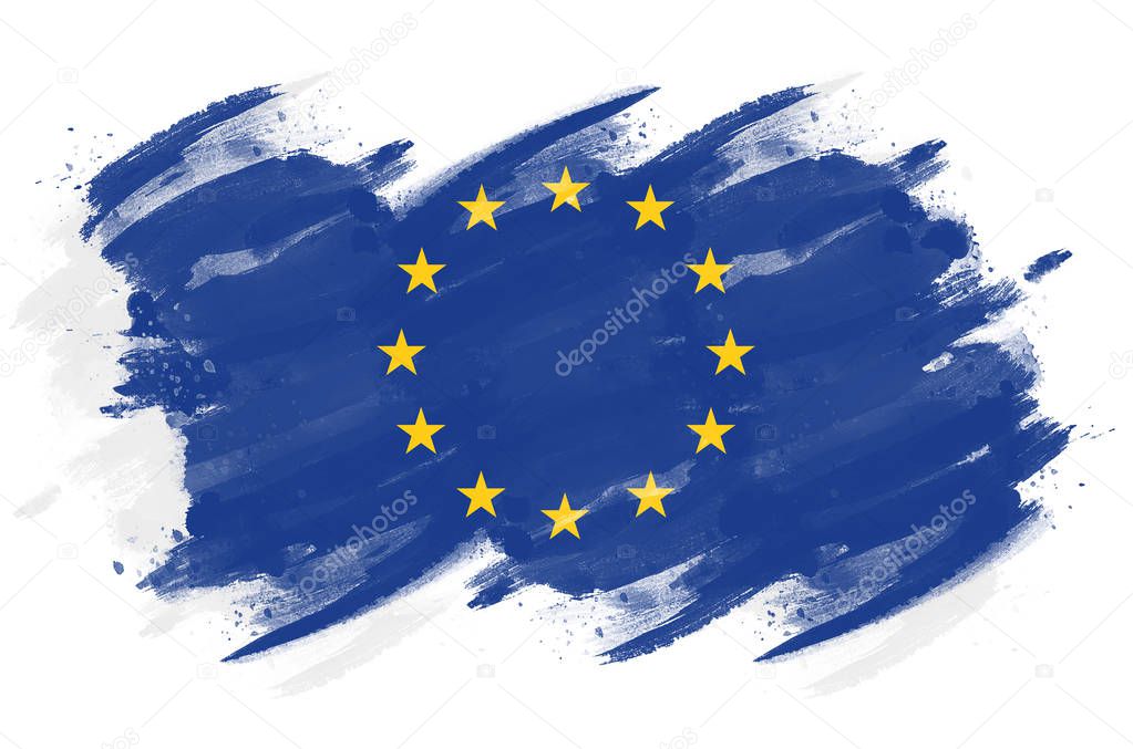 European Flag painted with brush