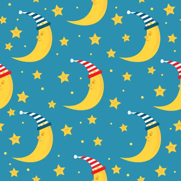 Sleeping moon seamless pattern.