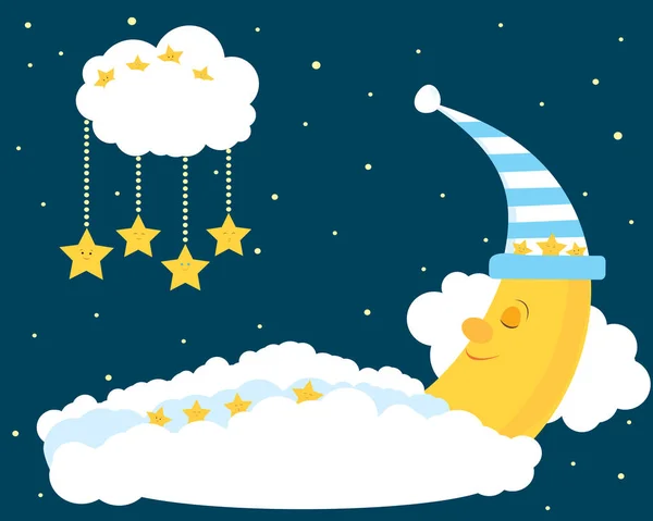 Schlafender Mond mit Sternen — Stockfoto
