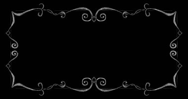 Eski bir sessiz film tarzında çerçeve. Mesajın için yer aç. Kalem çizimi