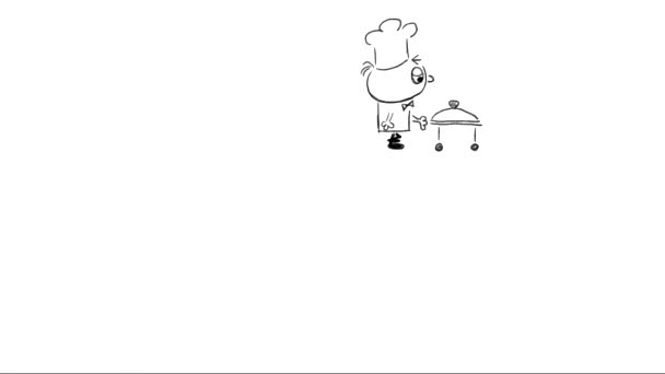 Önünde Tabak Taşıyan Bir Aşçının Animasyonu — Stok video