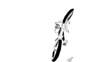 Siyah ve beyaz klasik bir BMX bisiklete atlama animasyonu.