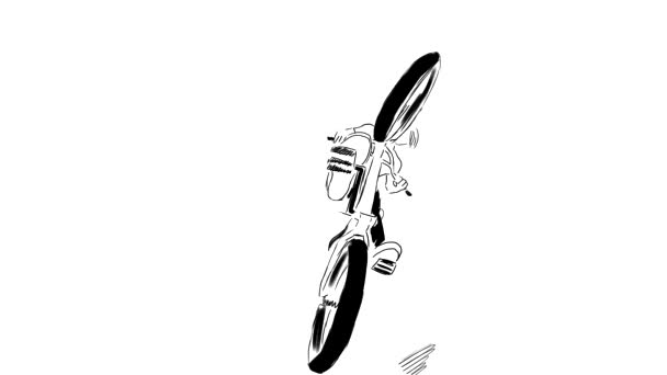 Animation classique noir et blanc de sauter sur un vélo BMX 