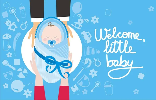 Welcome little baby boy — Stock Vector