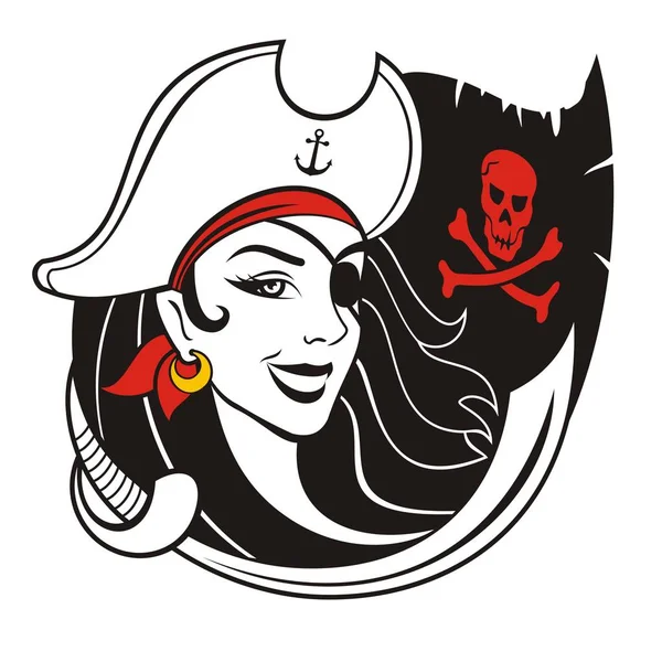 Piraten Mädchen Vektor Illustration — Stockvektor