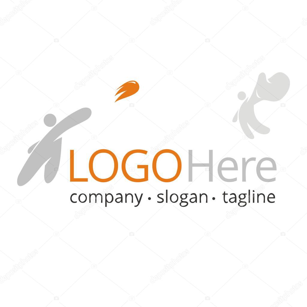 Logo with people throwing and catching a ball