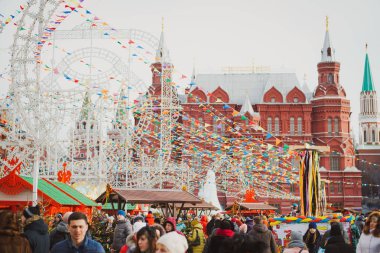 Rusya. Moscow.Red Meydanı 26 Şubat 2017. Karnaval Maslenica