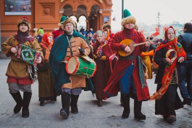 Rusya. Moscow.Red Meydanı 26 Şubat 2017. Karnaval Maslenica
