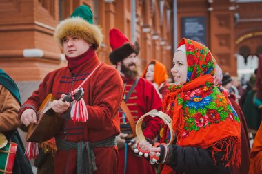Rusya. Moscow.Red Meydanı 26 Şubat 2017. Karnaval Maslenica