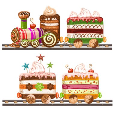 Tren kek kiraz, çikolata ve bisküvi