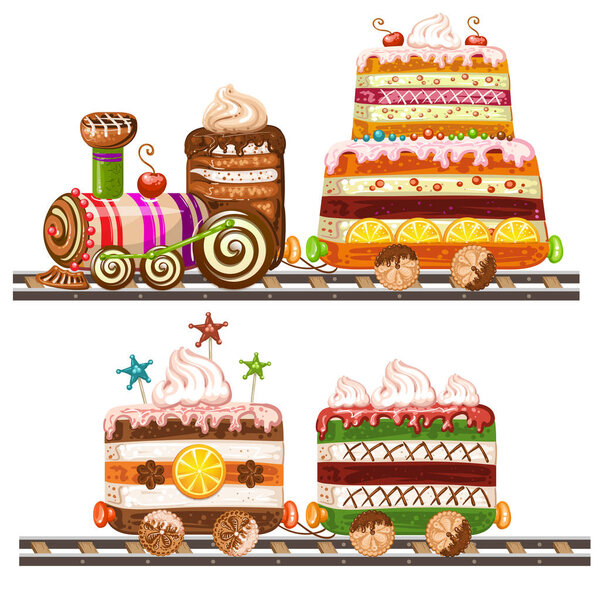 Train cake with happy birthday cake
