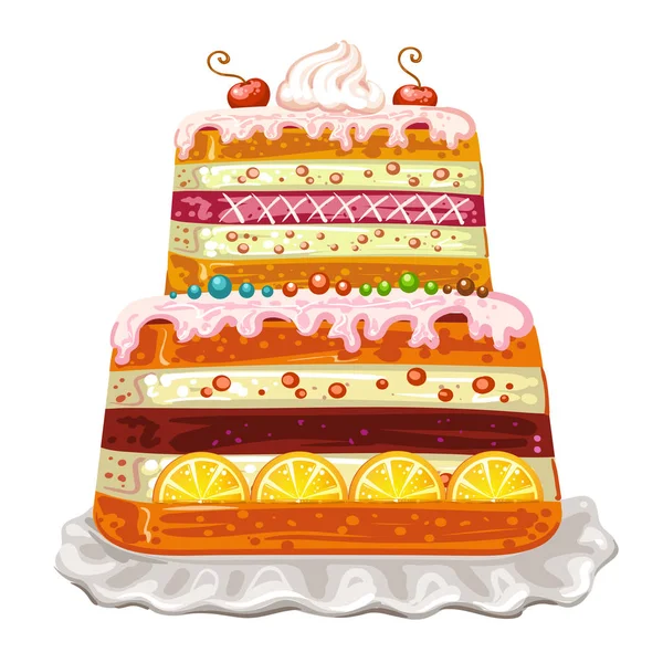Gâteau joyeux anniversaire sur fond blanc — Image vectorielle