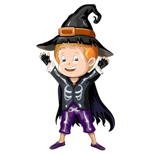 Pojke i halloween-kostym — Stock vektor