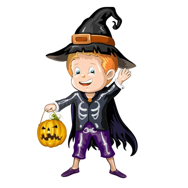 Jongen in halloween kostuum — Stockvector