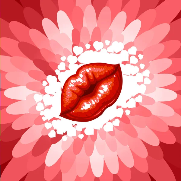 抽象的な背景と美しい光沢のある女性の唇 — ストックベクタ