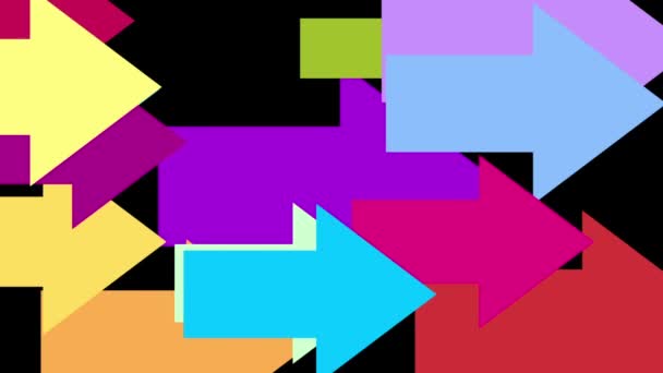Ruchome kolorowe strzałki od lewej do prawej przejścia z kanałem alfa, wysokiej rozdzielczości grafika komputerowa wniosek tła idealne do edycji, Świetne dla luma kluczowania i maskowanie — Wideo stockowe