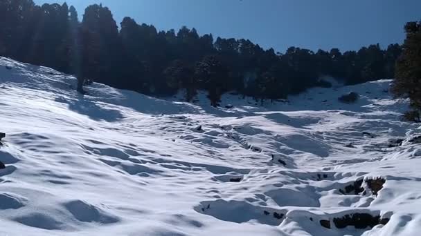 Snow Covered Winter Mountain Landscape Tungnath — Stock Video