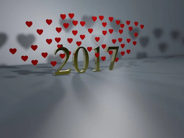 Año nuevo texto amor 3d ilustración — Foto de Stock