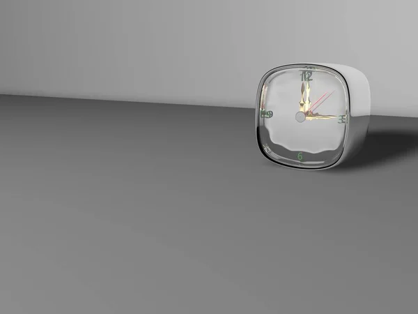 Ασημένιο ρολόι σύνθεση 3d απεικόνιση — Φωτογραφία Αρχείου