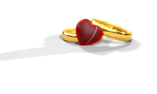 Valentine's Day Gift ring and rose 3d illustration — Stock Photo, Image