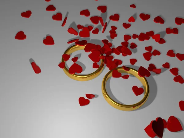 Valentinstag-Geschenkring und Rose 3d Illustration — Stockfoto