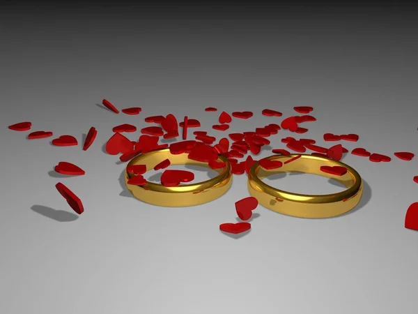 Valentýna dárek ring a růže 3d obrázek — Stock fotografie