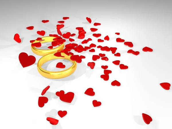 Valentine's Day Gift ring and rose 3d illustration — Stock Photo, Image