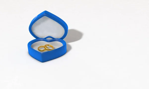 3d illüstrasyon kalp şeklinde yüzük kutusu