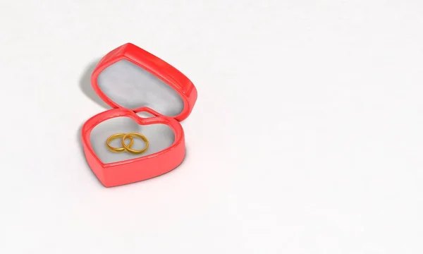 Herzförmige Ringe Box 3d Illustration — Stockfoto