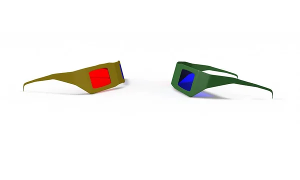 Giallo e verde occhiali 3d modello 3d rendering — Foto Stock