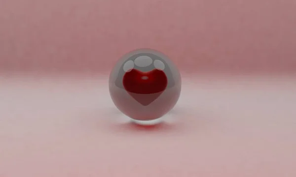 Üveg ball, és a szív háttér 3d render — Stock Fotó