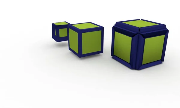Illustrazione 3d cubi di livello superiore; isolato su bianco , — Foto Stock