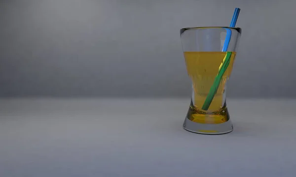 Glas cup, lemonad, högra vyn 3d render — Stockfoto